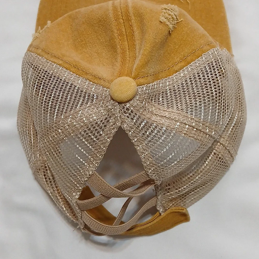 Tan Distressed Mesh Cap - Picture 4 of 5